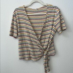 Striped Wrap Top